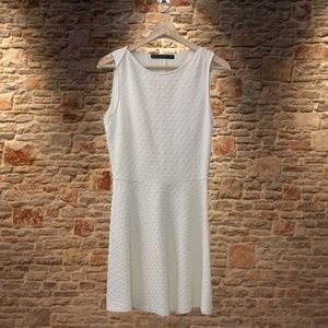 Zara Basics White Textured Sleeveless Dress
